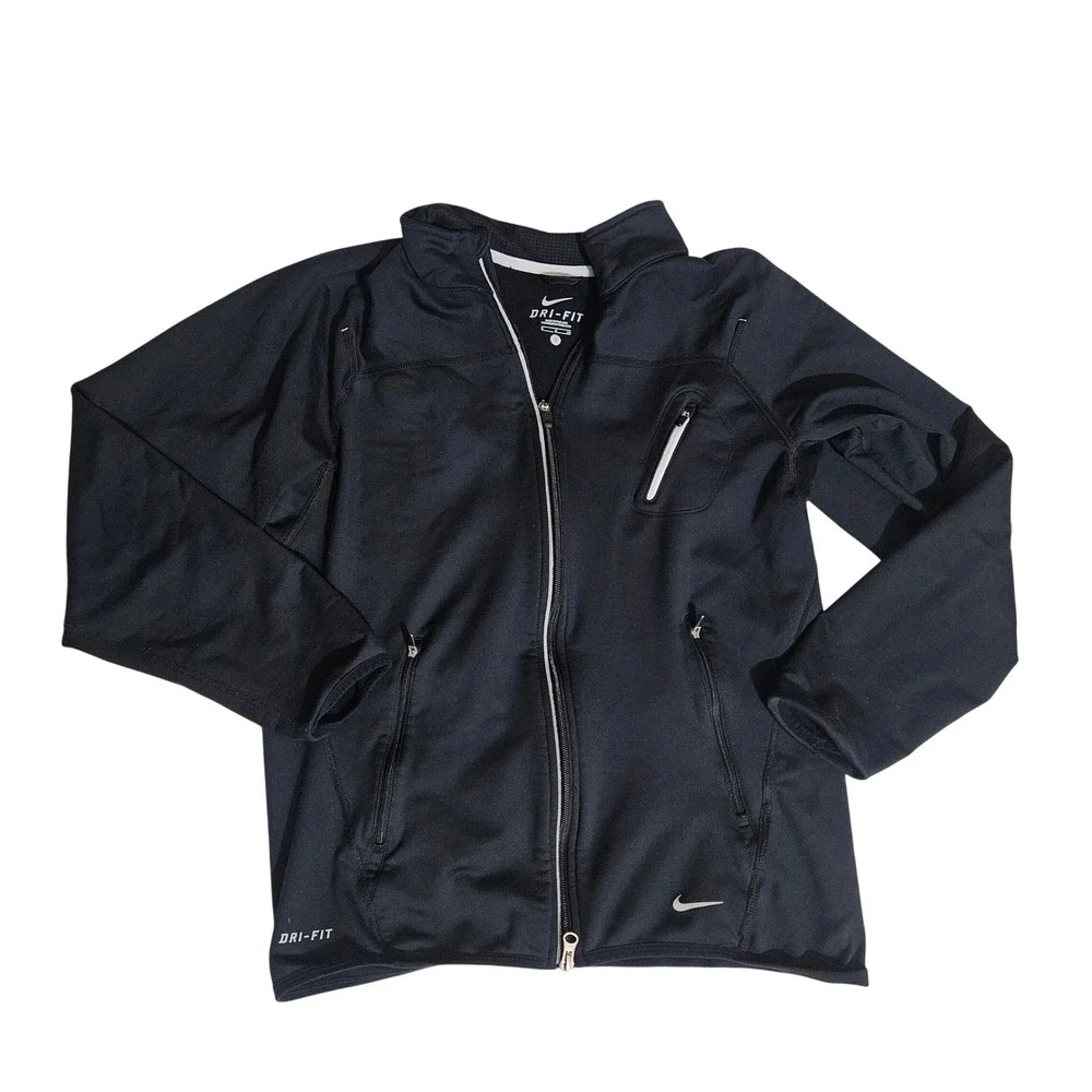 Nike Dri-FIT Mens Full Zip Running Jacket Black 408116-010 Small